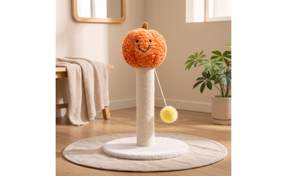 Stable Cat Scratching Post with Toy Sturdy Sisal Scratching Post Padded Pet Furniture Interactive for Cats, Kittens, Small Apartments, Living Room