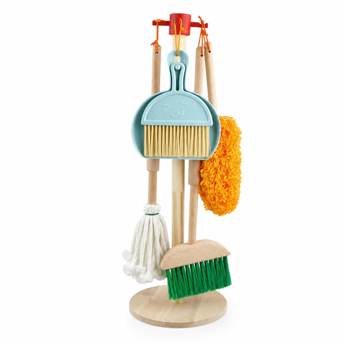 Toy Cleaning Set with Stand Hands-on Pretend Play Cleaning Set Freestanding Child-Sized for Toddlers, Playroom, Daycare
