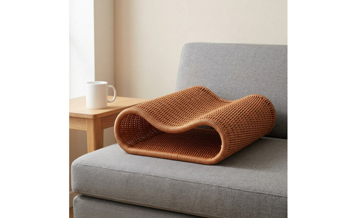 Rattan Rest Pillow Breathable Woven Tunnel Pillow Ventilated Back Cushion for Office Workers, Side Sleepers, Summer Rest, Desk