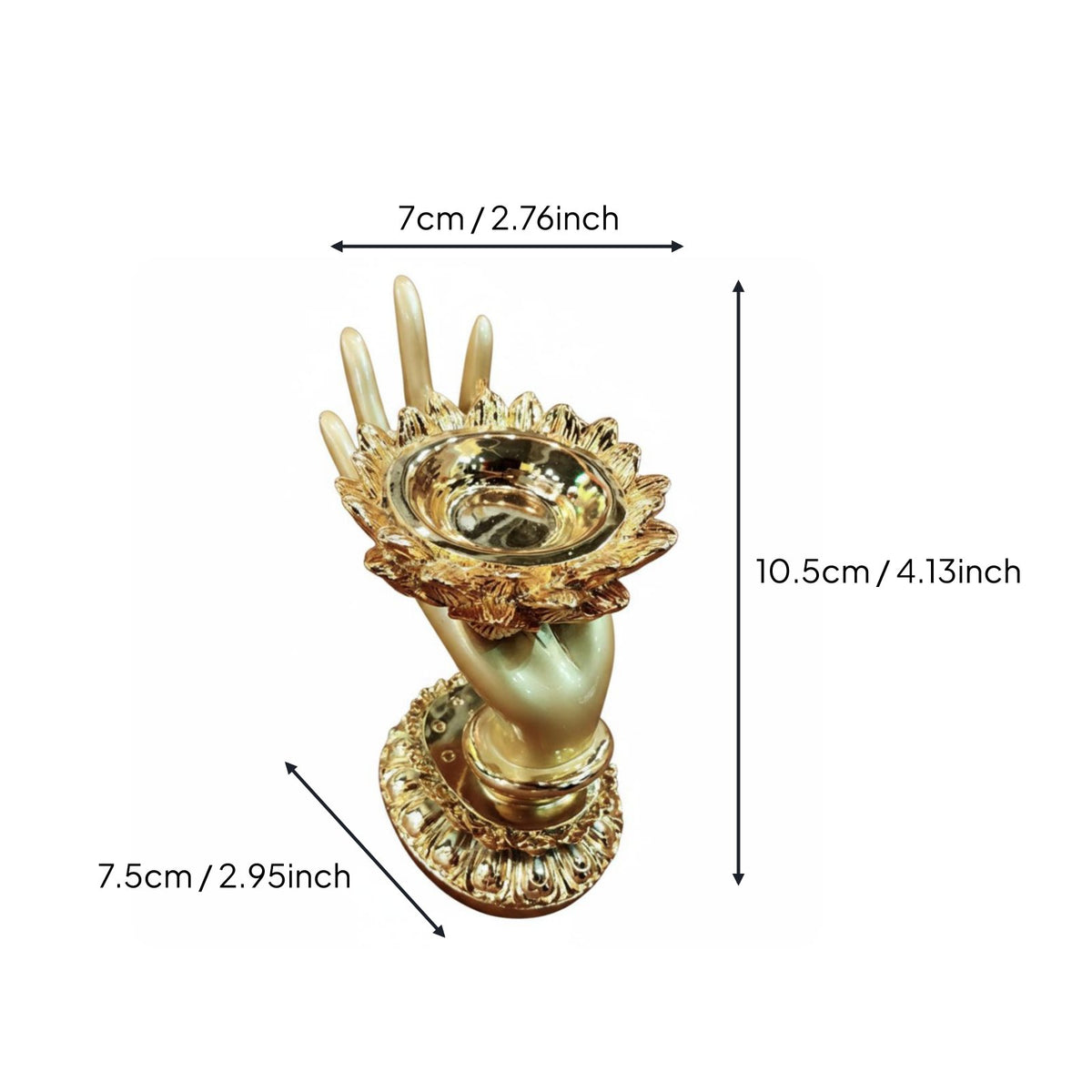 2 Pieces Butter Lamp Stand Spiritual Ambiance Buddhist Candle Stand Gold Finish