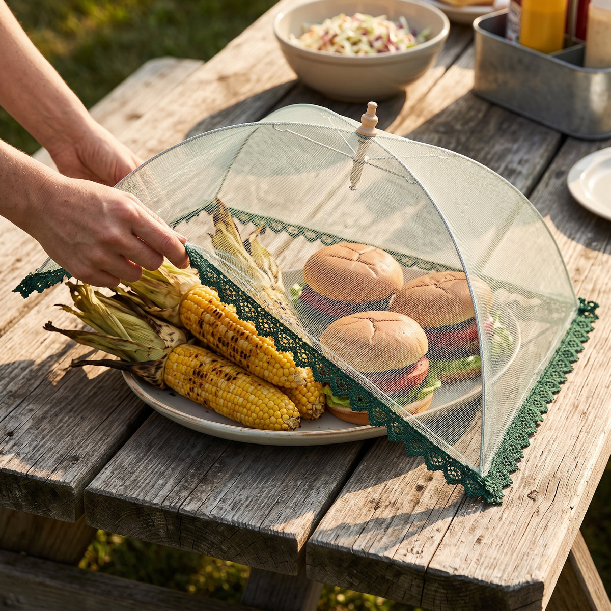 Food Cover Tent Mesh Screen for Leftovers and Outdoor Dining, Foldable and Reusable