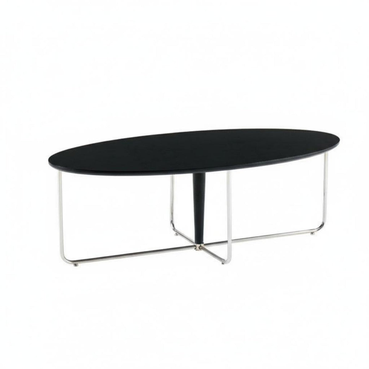 Oval Table with Metal Legs modernera Modern Oval Coffee Table with X-Base Minimalist Aesthetic Sturdy Construction for Renters