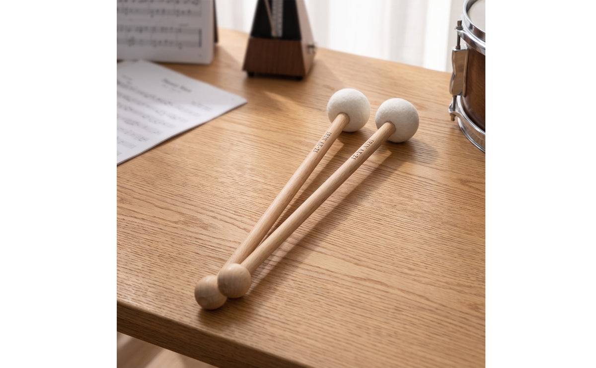 2 Pieces Soft doubleEnded Mallet Long-Lasting Percussion Mallet with Wooden Handle Lightweight Drum Stick with Felt Head Even for Drummers, Performance, Rehearsal