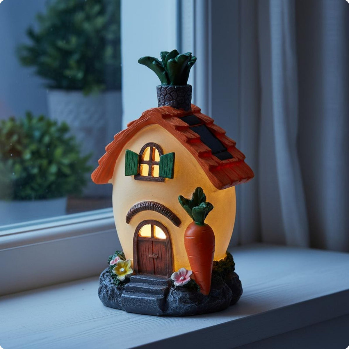 Carrot House Figurine Creative Design Solar Light House Radiance in the Dark