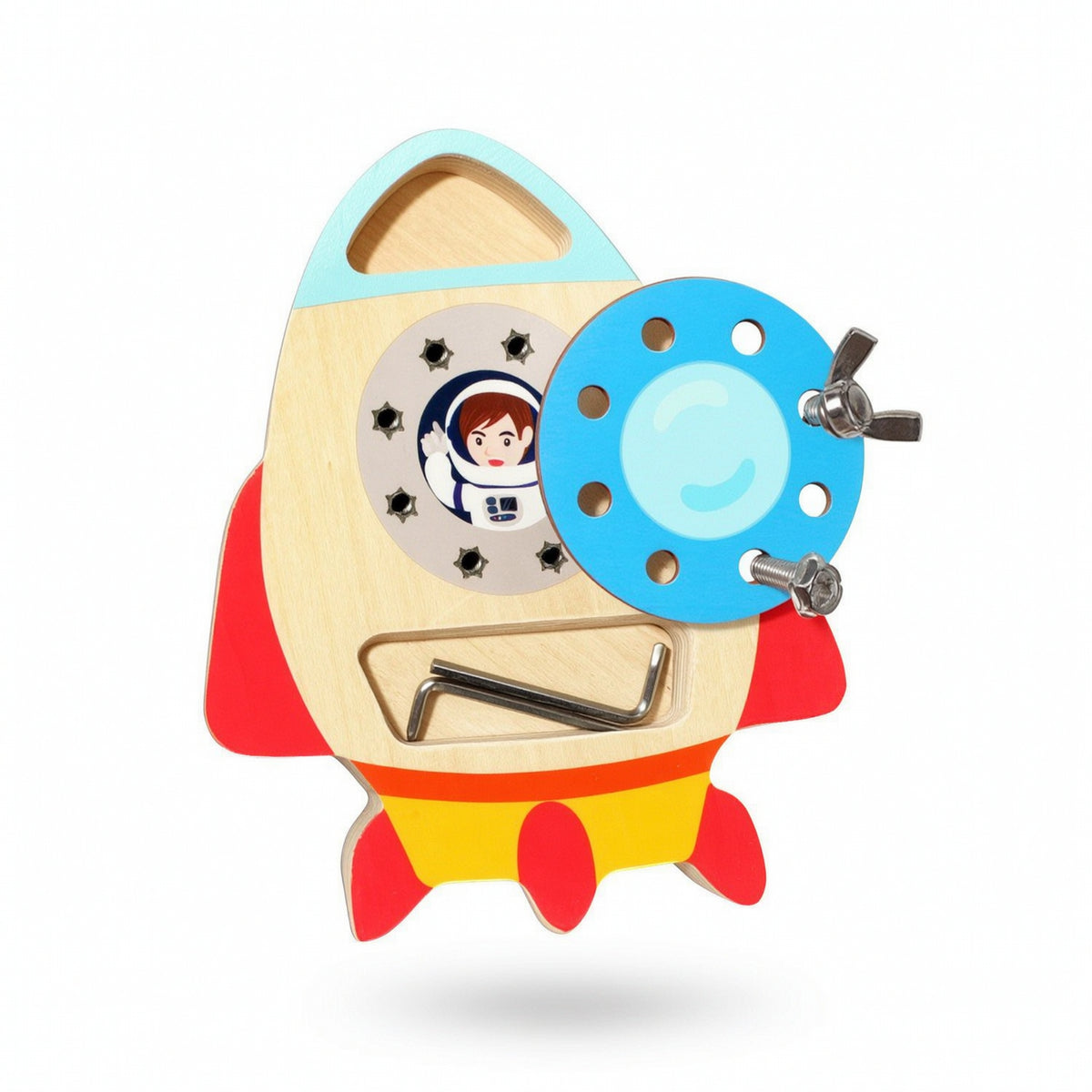 Fine Motor Wooden Spacecraft Toy Educational Screw Board with Tools Hands-on Screwdriver Board Set Practical Life for Preschoolers
