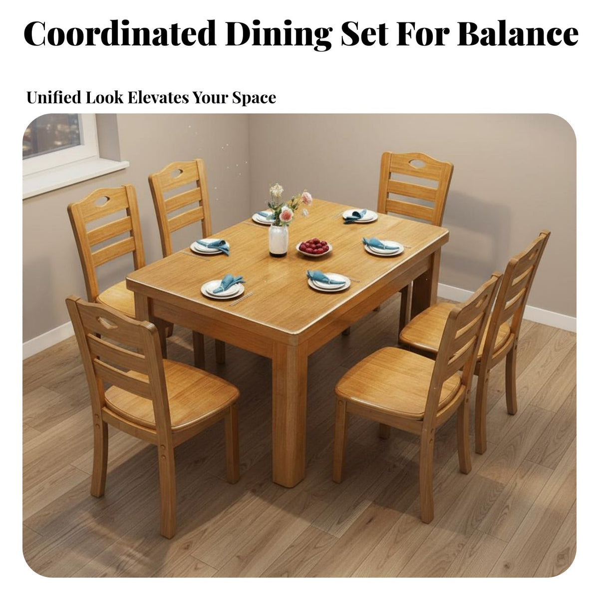 Dining Table and Chairs Set Space-Saving Solid Wood Dining Set Construction for Apartment Dwellers, Families, Small Areas, Family Meals, Home