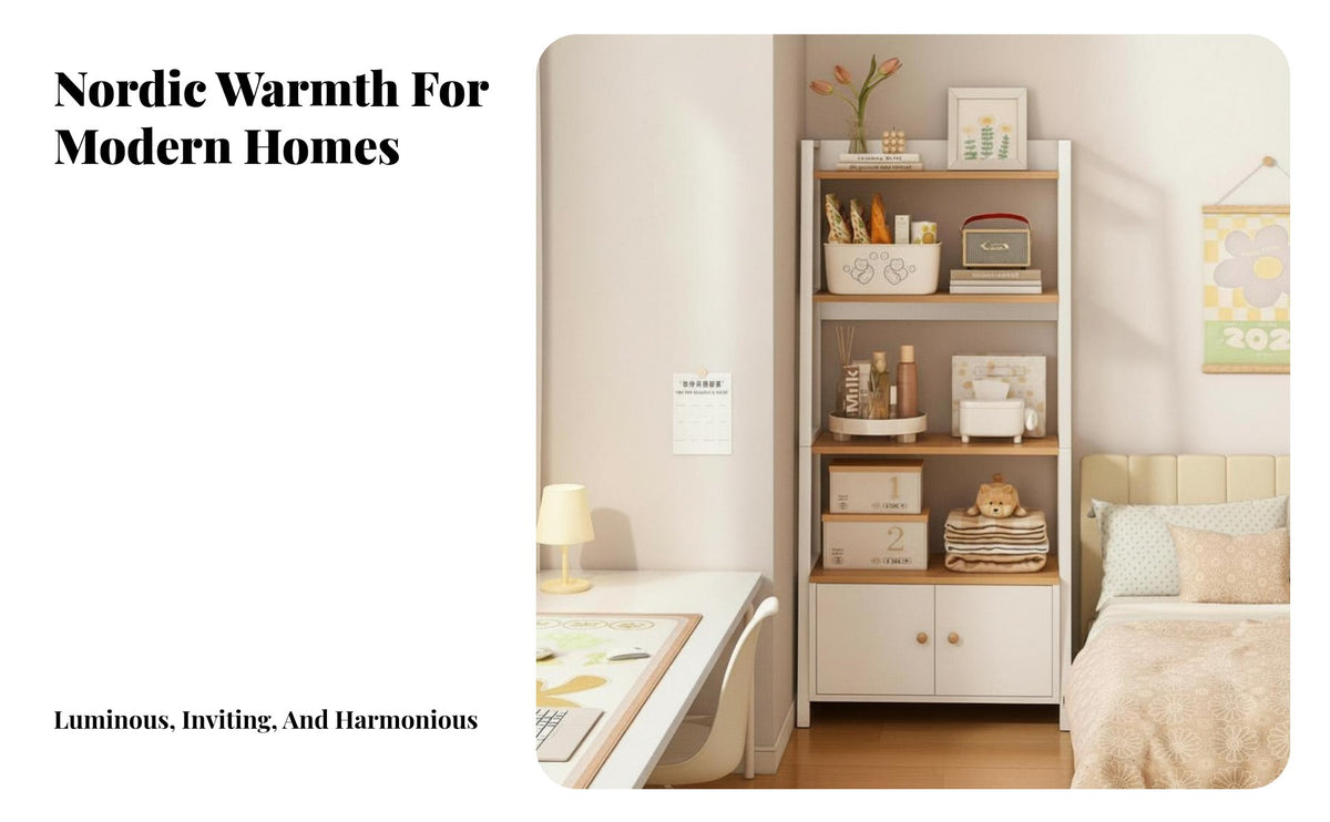 Space Saving Ladder Shelf Multi-Functional Ladder Bookcase with Cabinet Exposed Display Shelves Storage Rack Sturdy Frame for Apartment Dwellers, Book Lovers, Bedroom, Living Room, Home Office, Balcony