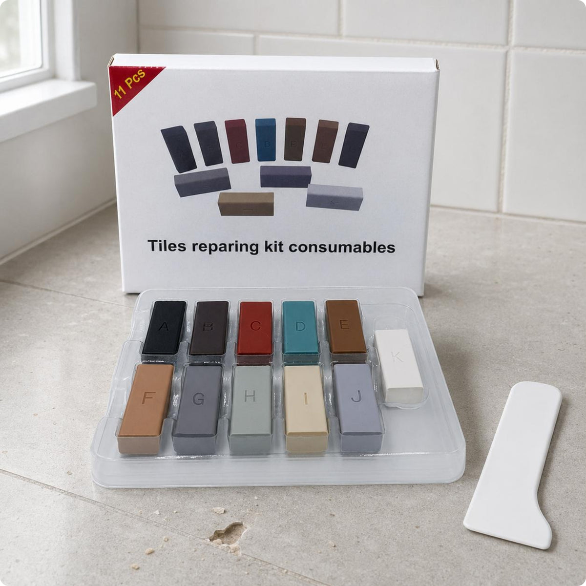 11 Pieces Tile Repair Kit Color Matching Porcelain Tile Repair Kit