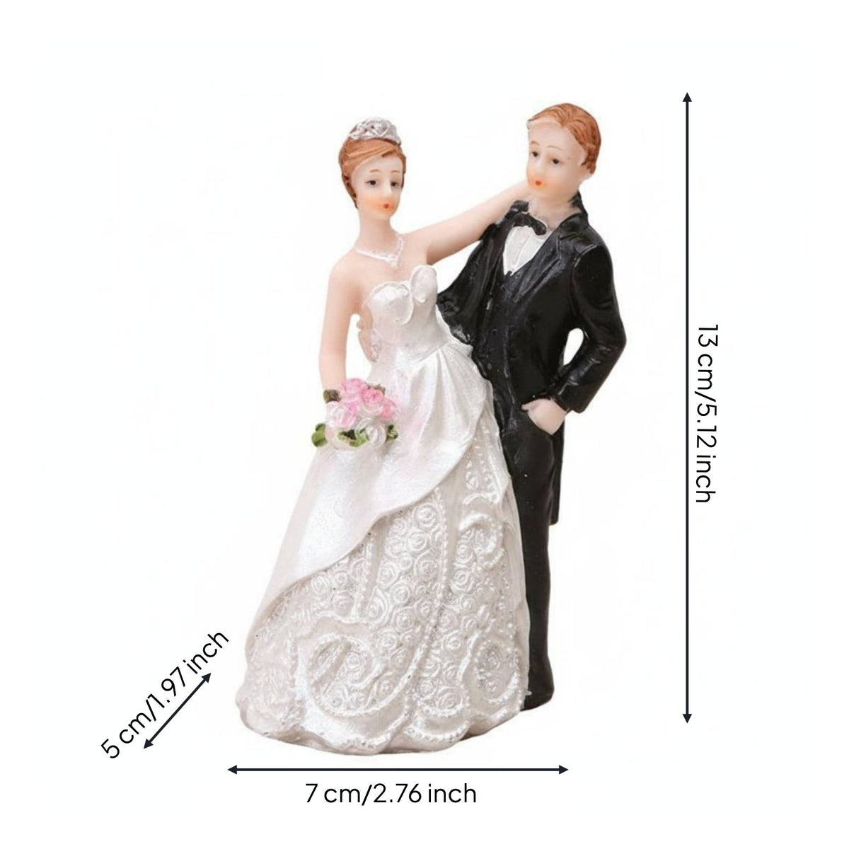 Wedding Cake Topper European Design Bride and Groom Figurine Elegant Bride and Groom Statue for Newlyweds, Couples, Bridal Shower