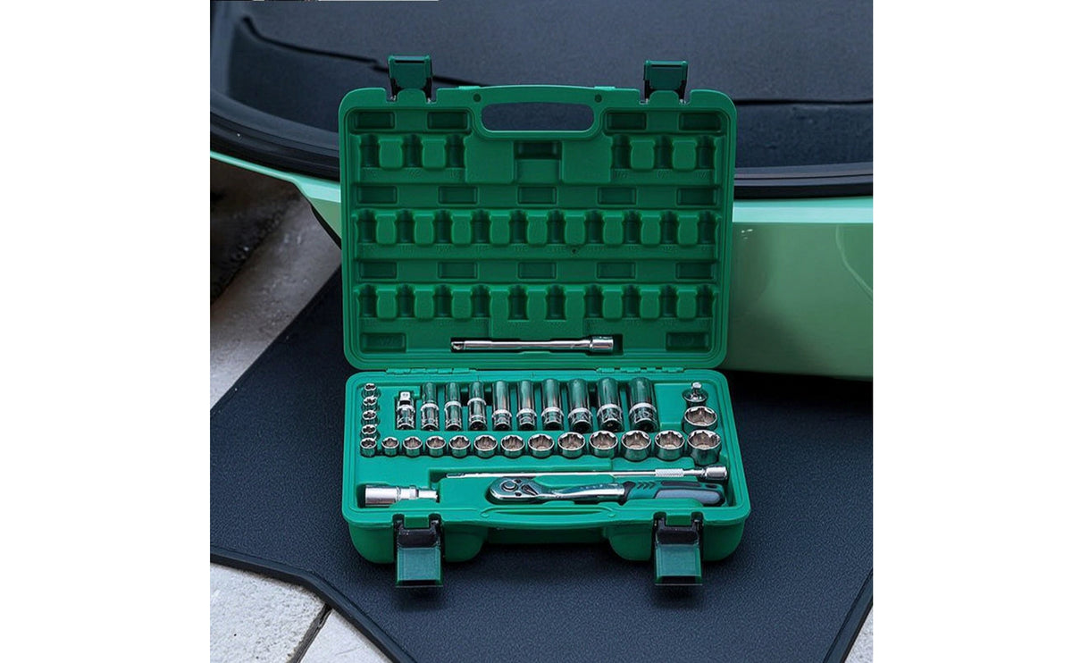 35 Pieces Socket Wrench Kit 72-Tooth Socket Wrench Set Vanadium Steel Ratchet Set with Case for Amateur Mechanics, Auto Repair, Garage