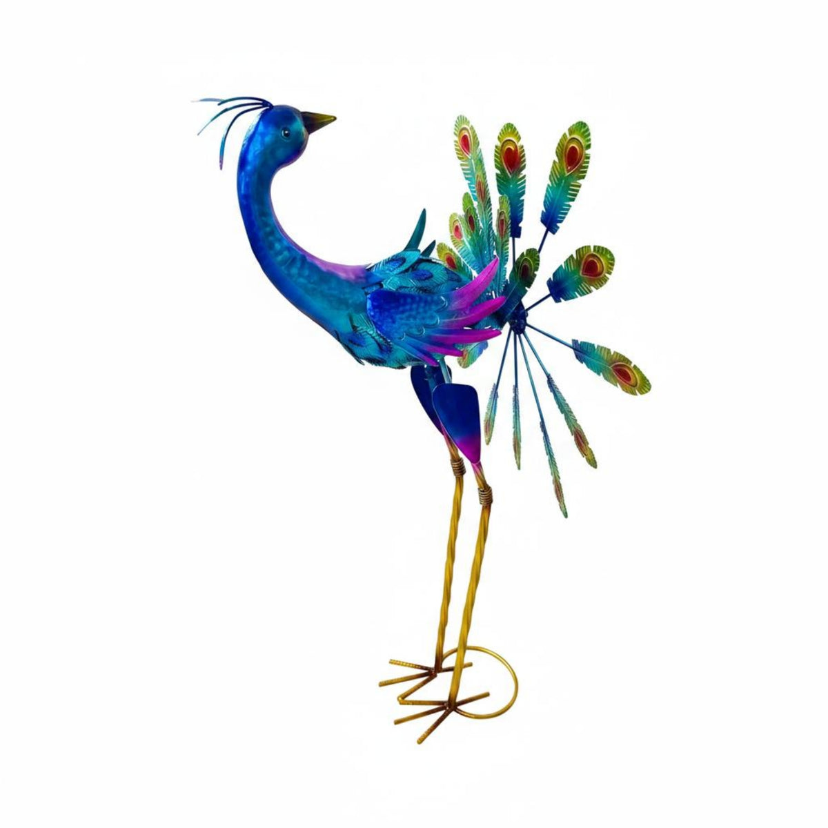 Peacock Wind Whirligig Metal Sculpture Easy Assembly Outdoor Decor for Balcony, Patio