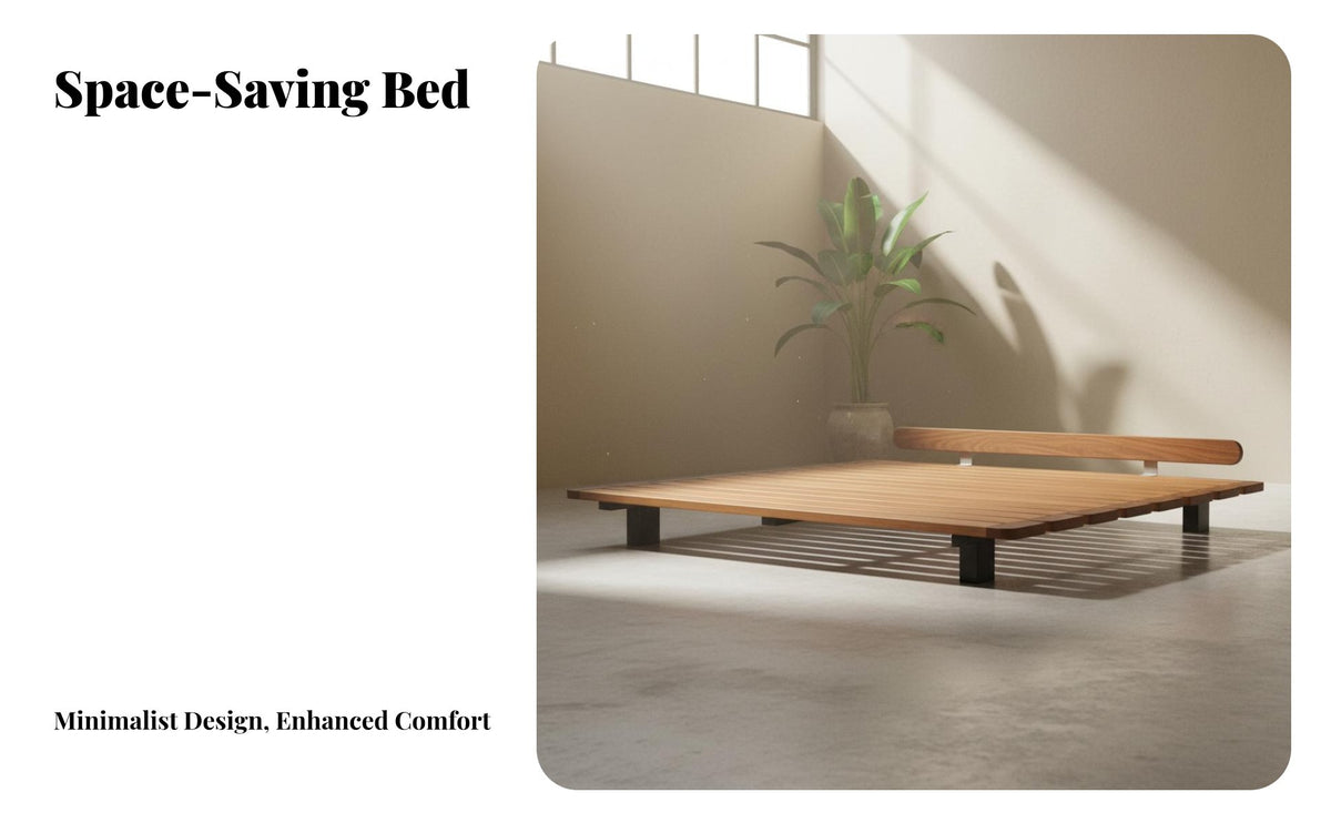 pure Wood Construction Headboardless Slatted Frame Mortise and Tenon Joinery foundation Bed Lowsilhouette Bedroom Furniture Space-Saving for Guesthouse Owners, partners, Homeowners, Small Apartment, Studio Flat, Guest Room