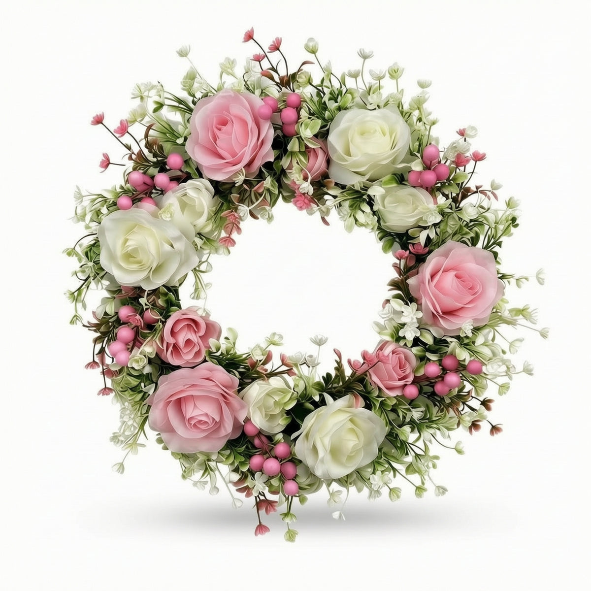 Door Wreath with Roses Realistic Rose Wreath Long-Lasting for Entryway, Wall