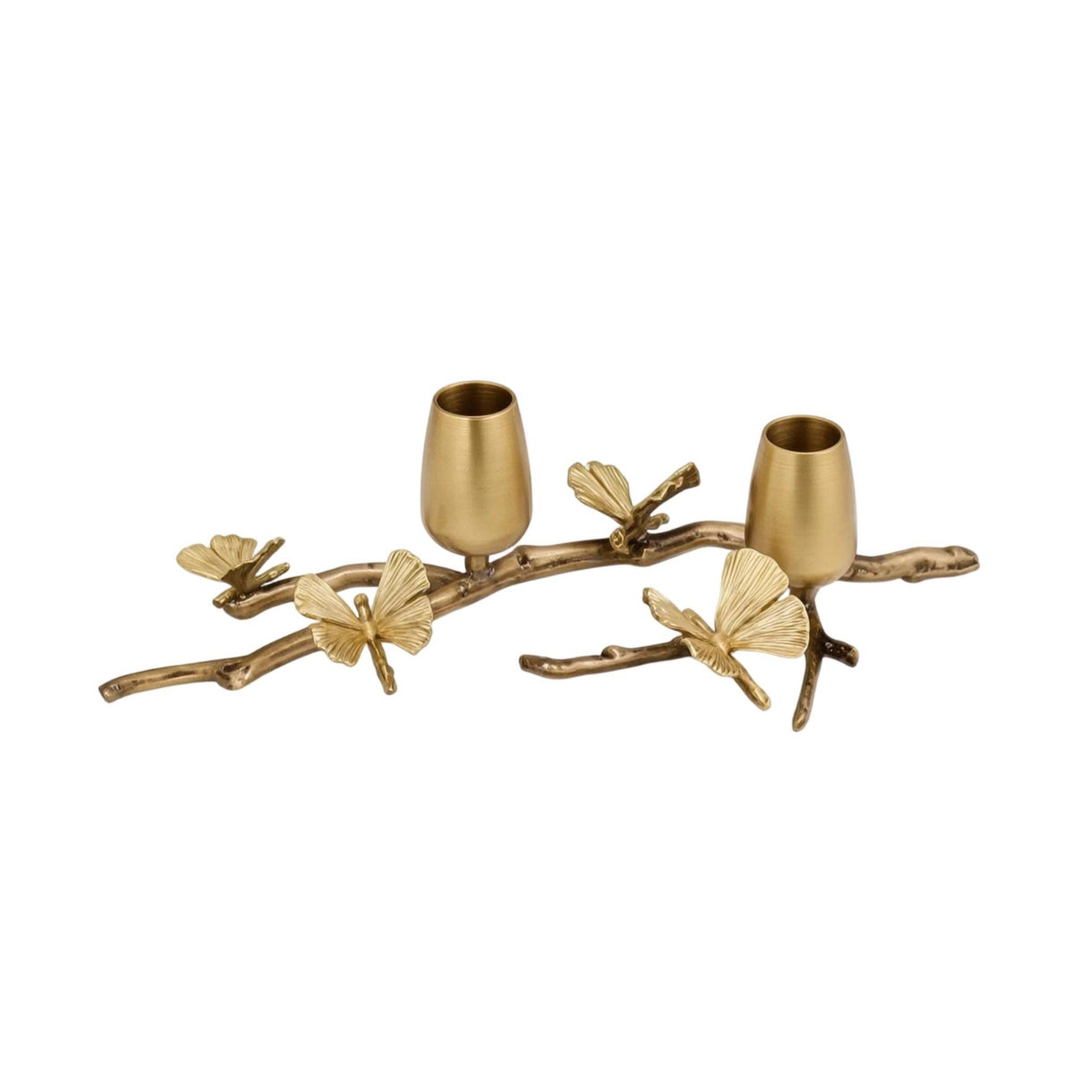 Candle Holder with Ginkgo Leaves Tapered Brass Candlestick Holder Elegant Decor for Brides, Wedding Tables, Romantic Dinners, Mantel