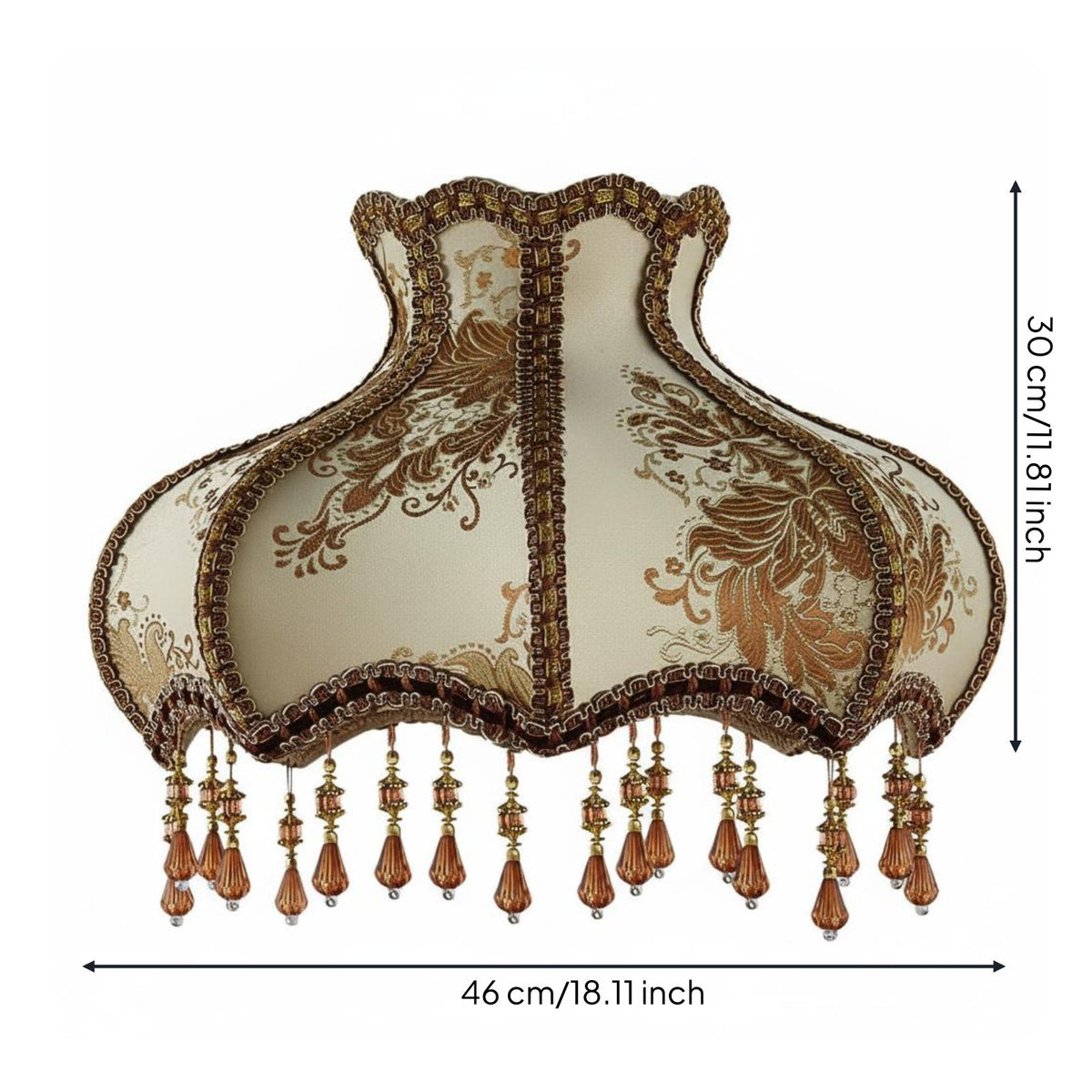 Classic Pedestal Lamp Shade Tassels Floral Textile Lampshade Retro Style Ornate Tassel Lampshade