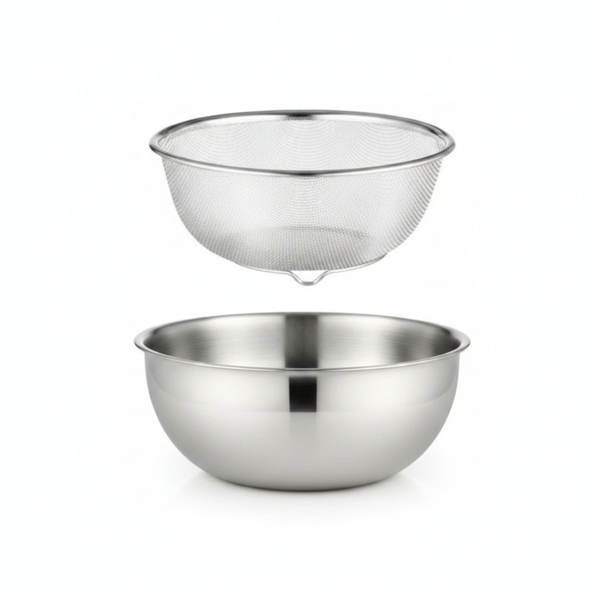 2 Pieces Colander with Mixing Bowl Polished Draining Basket Food-Grade