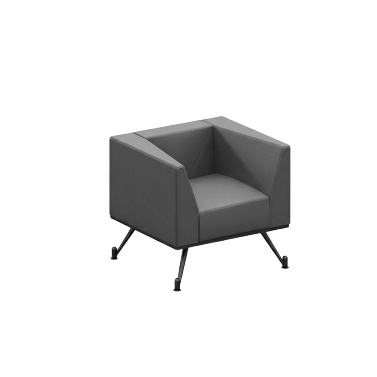 Minimalist Settee with Metal Legs Thickened Upholstery Reception Sofa Modern Design Long-Lasting Construction for Clients