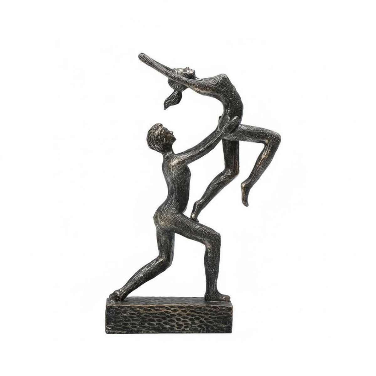 Gymnastics Lift Sculpture Timeless Home Accent Man Lifting Woman Statue Modern Design Abstract Couple Sculpture for Dancers, Office, Bookshelf