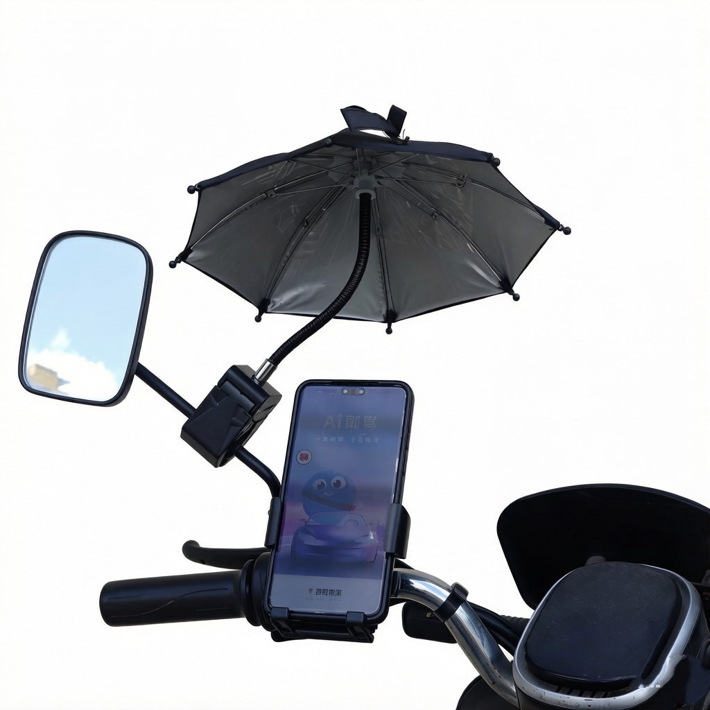 Electric Vehicle Rearview Mirror Clip Umbrella, Manual, UPF30+, 8 Ribs, Iron Frame