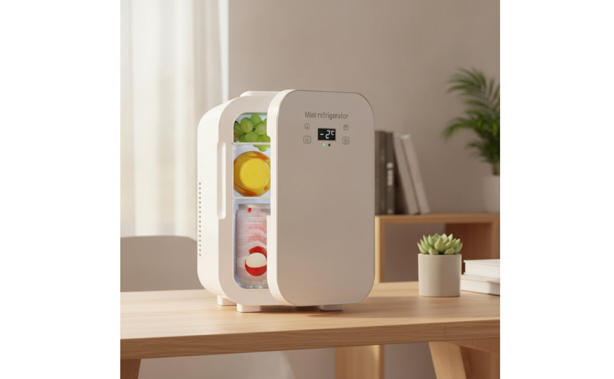 Portable Mini Refrigerator with Digital Display Compact 10L Mini Fridge Low-Silhouette Drink Fridge with Digital Display Transparent for Renters, Bedroom, Car