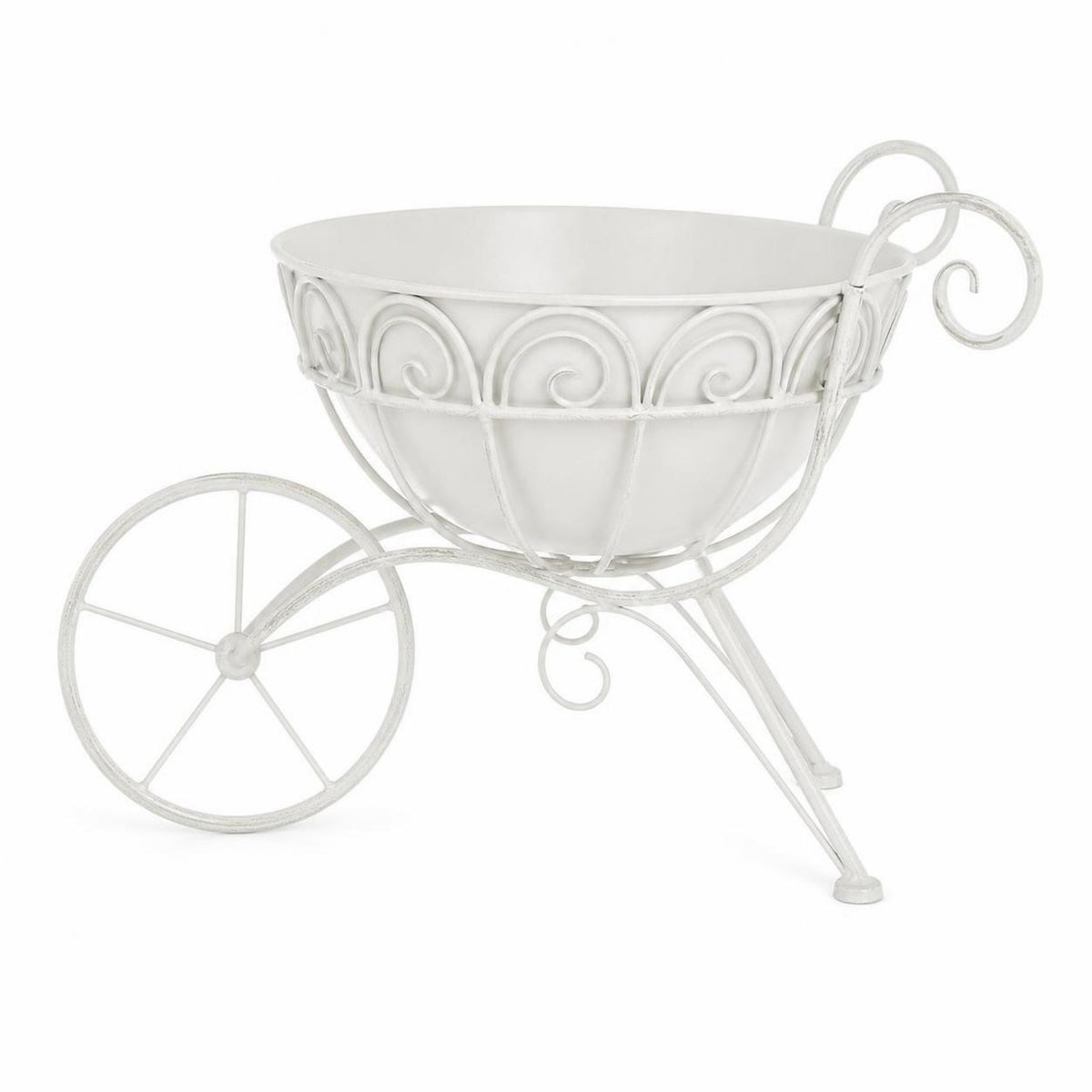 Garden Cart Planter Wire-and-Scroll Cart Planter Stand Vintage-Style Plant Stand Wheels for Home Stylists, Gardeners, Balcony