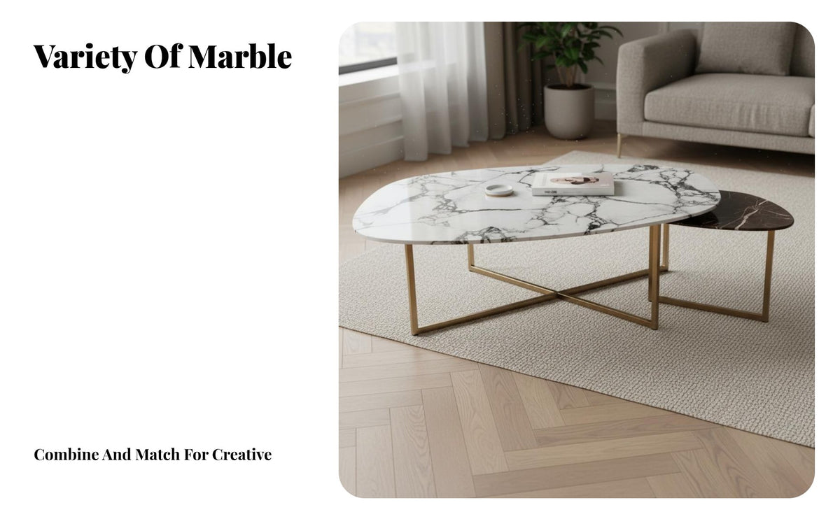 2 Pieces Minimalist Design Nesting Pebble Tables Luxury Aesthetic Nesting Table Set Irregular Shape Home Furniture Versatile Use for Interior Designers, Apartment Dwellers, Homeowners, Living Room, Lounge Area, Small Areas, Bedroom