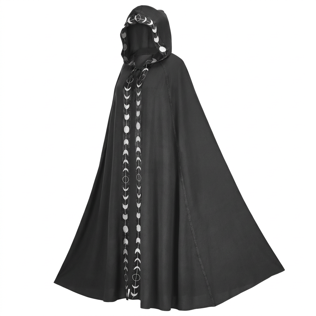 Hooded Cape Witch Cosplay Accessories, Halloween Cosplay Performance Cloak, Moon #variant:Kids 110-120cm