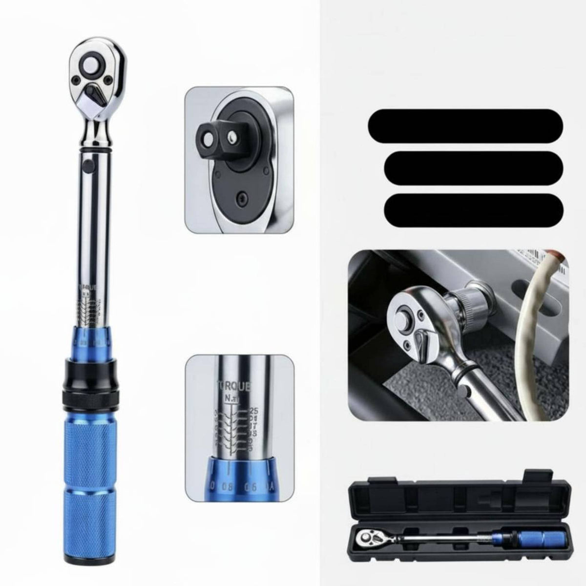 High Precision 72-Tooth Ratchet Wrench Aluminum Alloy Handle Chrome Vanadium Ratchet Wrench Hand Tool Non-Slip Grip for Auto Repair, Maintenance