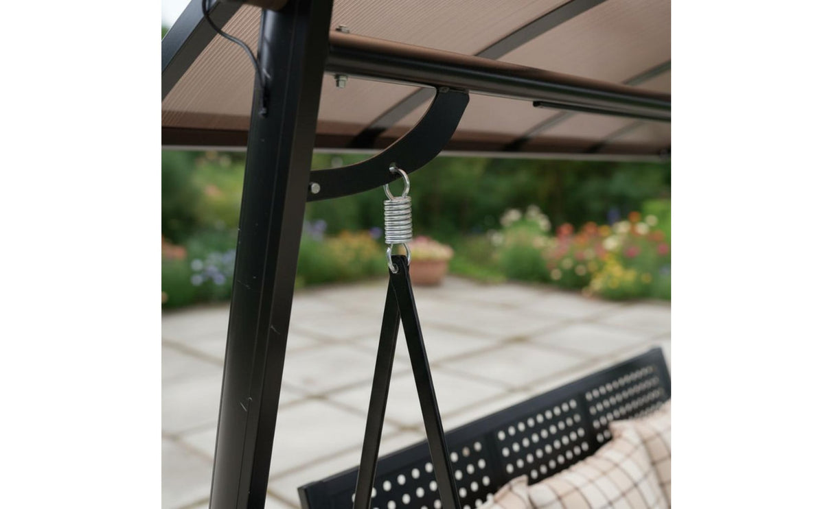 Garden Swing Chair with Stand Weather Resistant Freestanding Sunshade Top Swing for Backyard