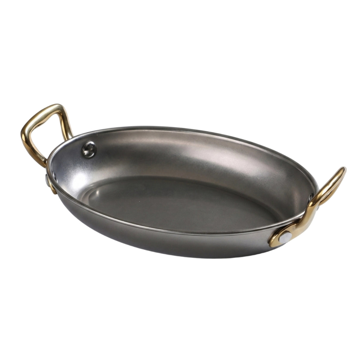 Serving Piece Oval Stainless Steel Tray Tableware Gold-Toned Handles Rounded Edges