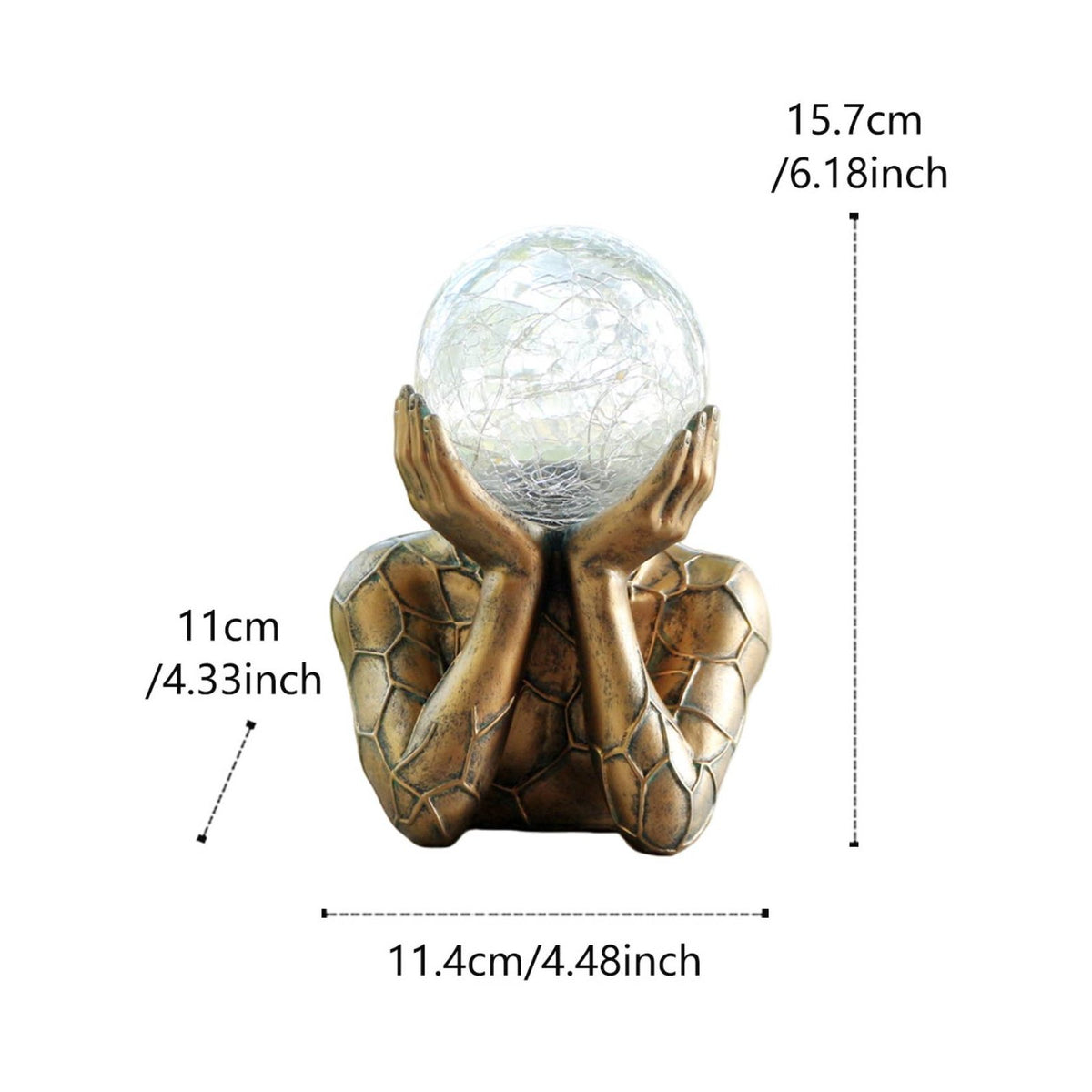 Hands Holding Sphere Sculpture LED Light Solar Statue Ornament for Porch