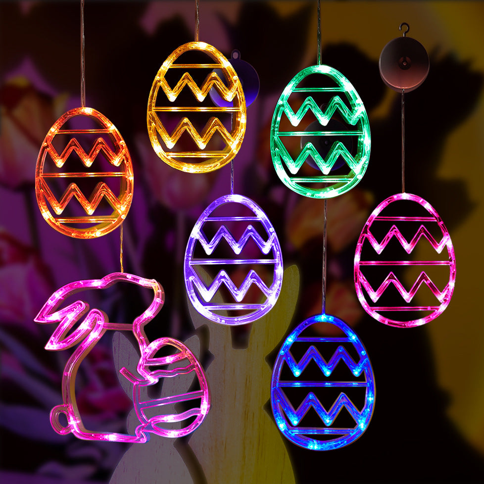 LED Easter Egg Lights Colorful Egg Ornament Battery Operated Hanging Lamp for Spring Decorations Window Tree Party