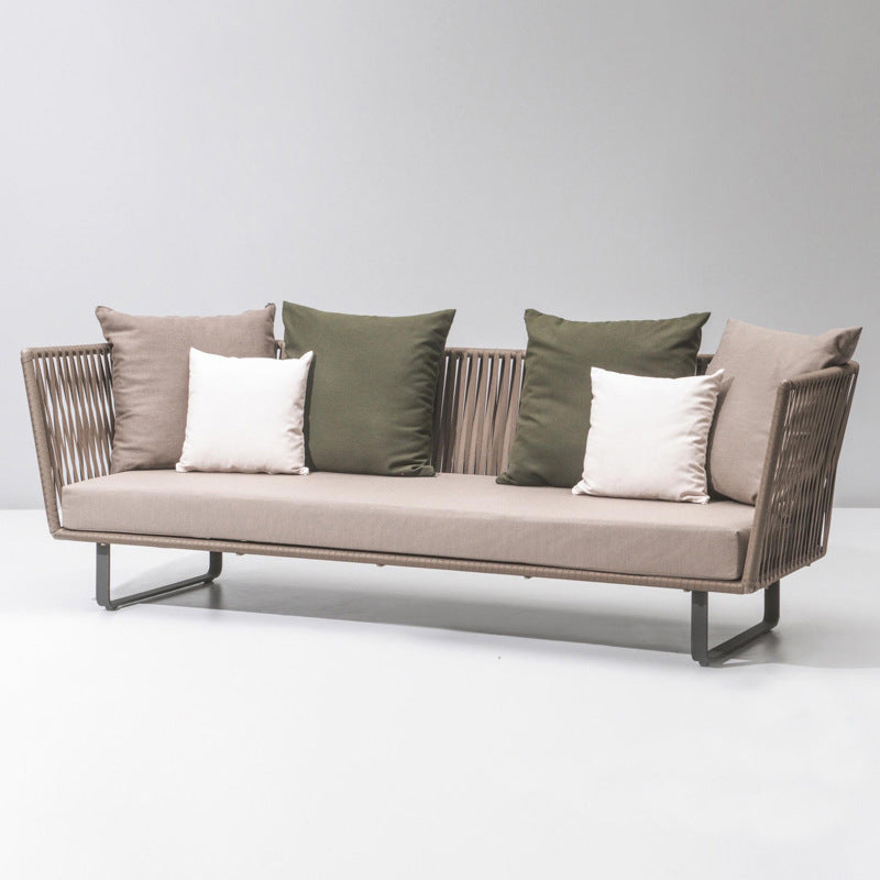 Nordic Outdoor Rattan Sofa Set with Coffee Table, Aluminum Frame, Modern Style