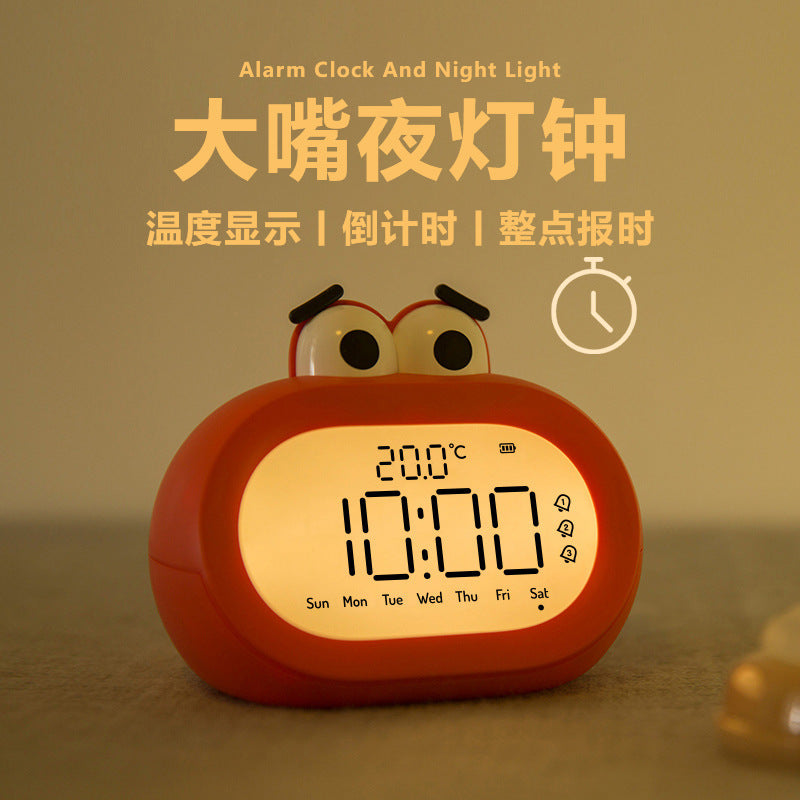 Big Mouth Alarm Clock USB Mini Rechargeable Bedside Glow Electronic Clock Student Children Creative Silent LED Digital Table Clock