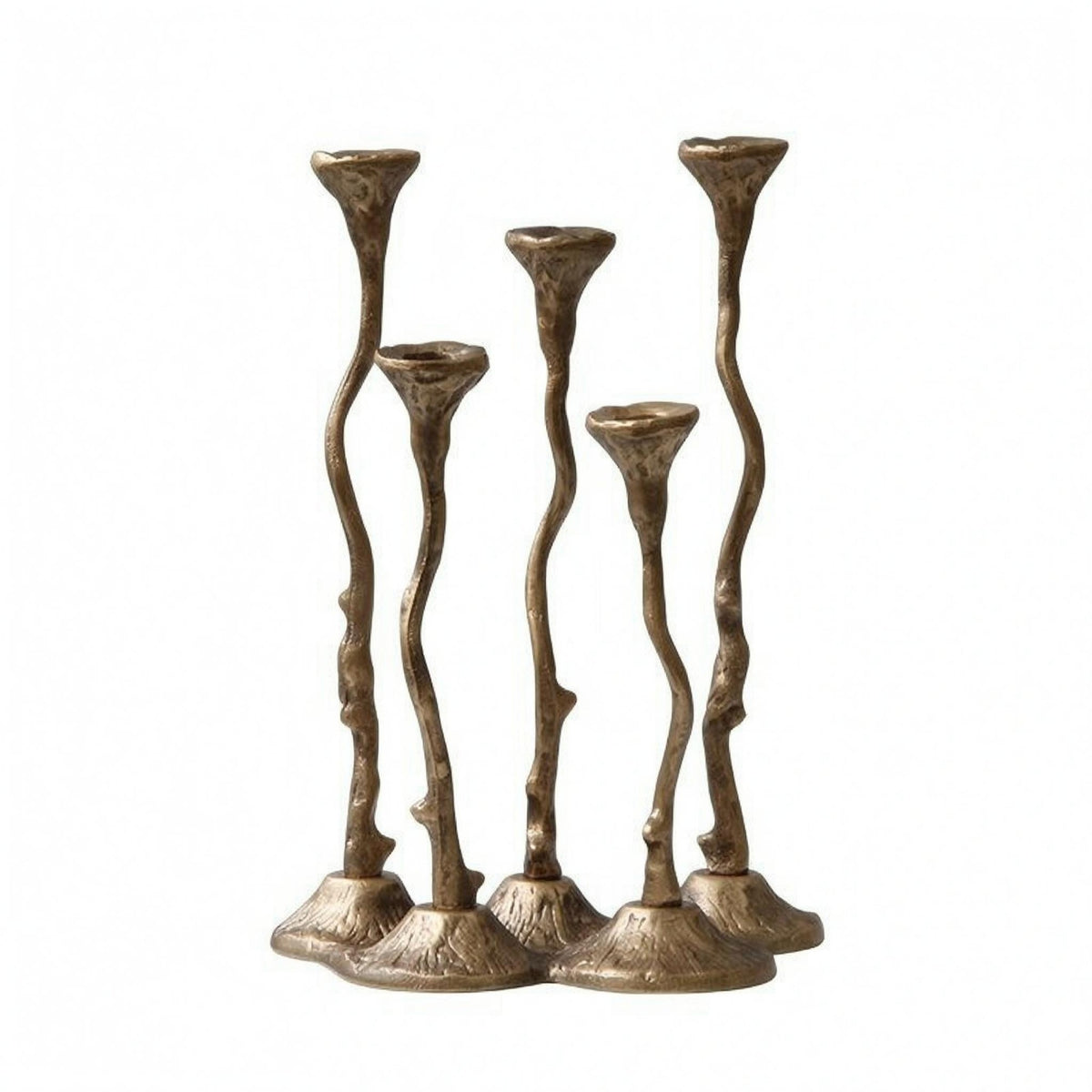 Cast Aluminum Candle Holder Sculptural Metal Candelabra Tabletop