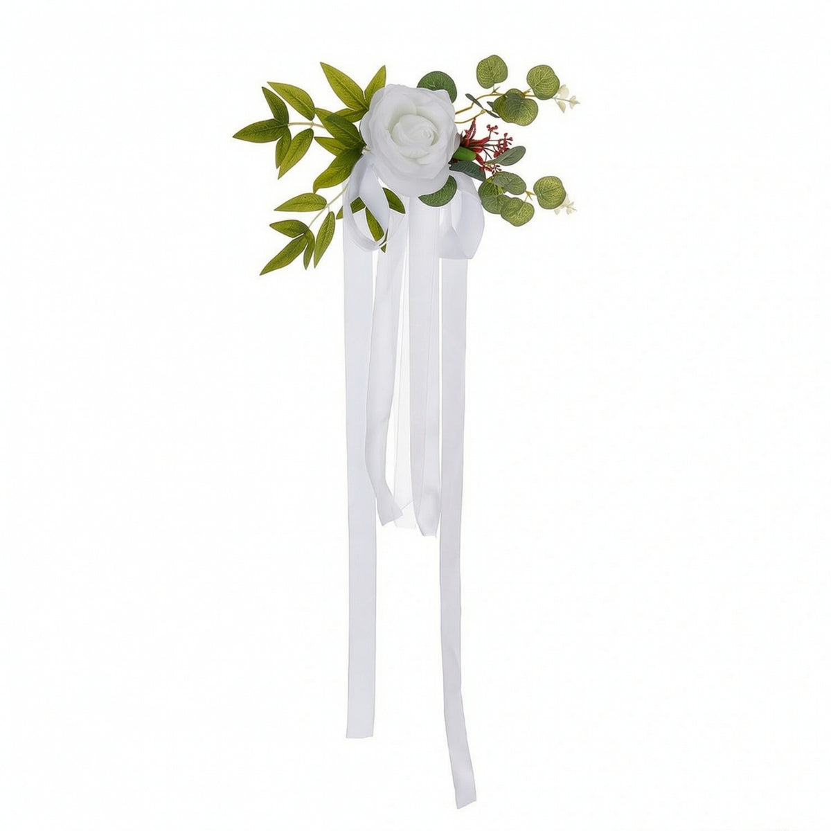 Chair Back Flower with Ribbon Lifelike Pew Flowers Handmade for Brides