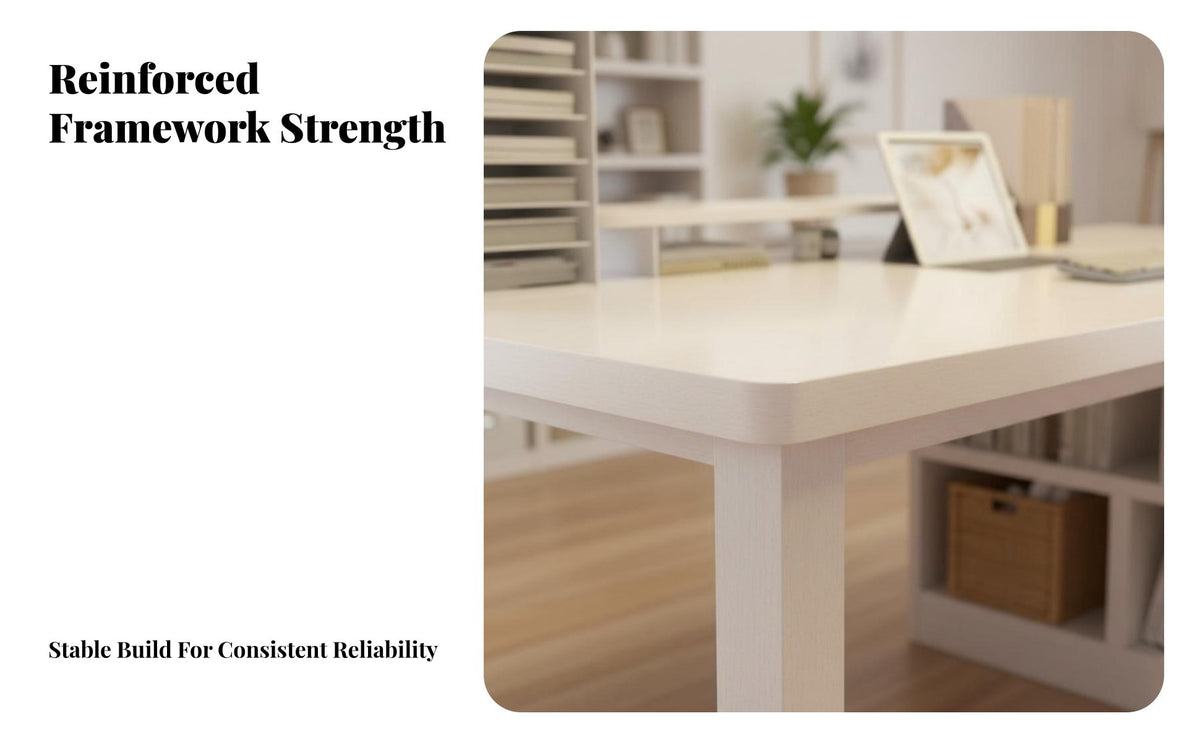 Modern Simple Design L-Shaped Desk with Shelves Integrated Bookshelf L-Shaped Desk with Storage Wide Desktop Computer Table Sturdy Frame for Students, Professionals, Adults, Bedroom, Study Room, Work