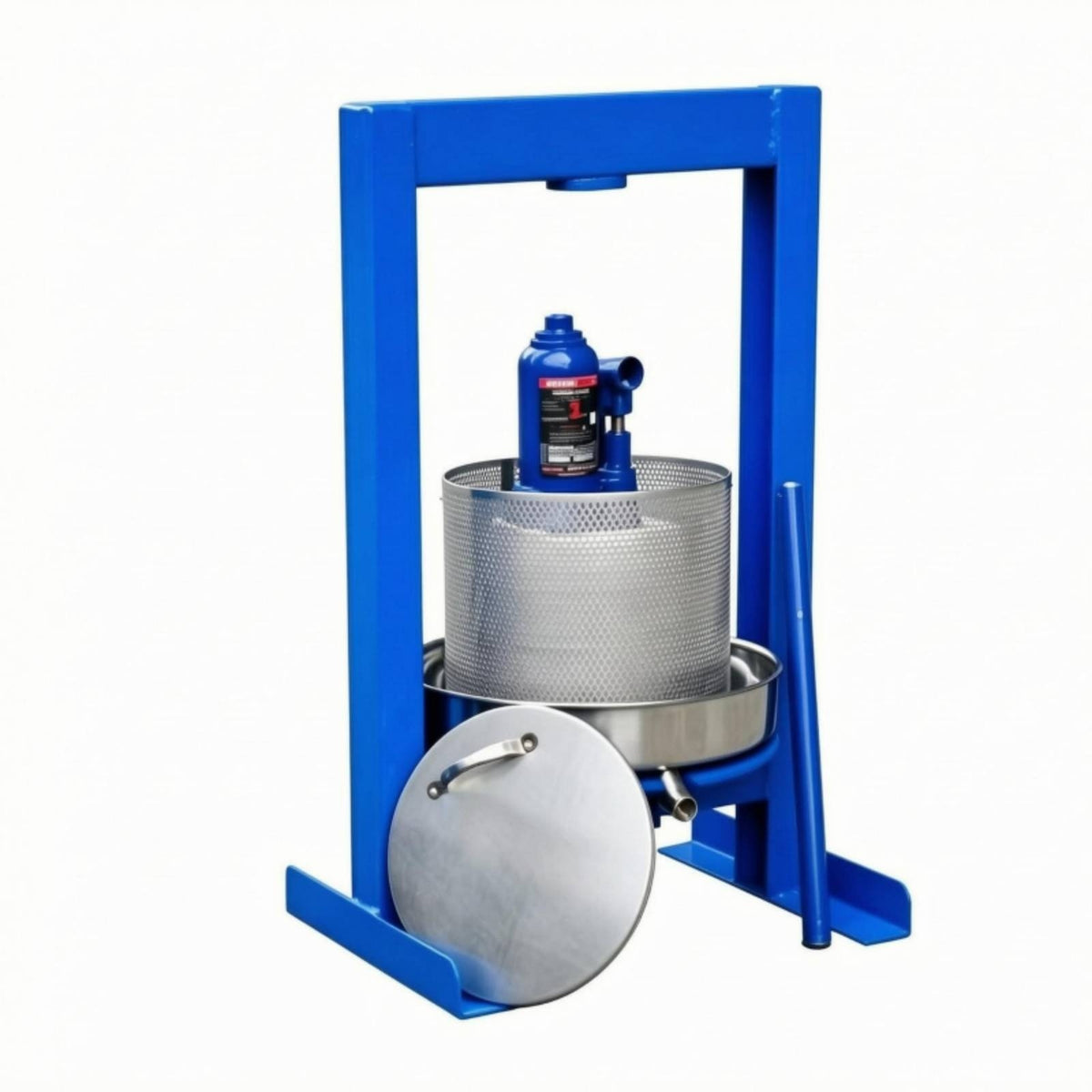 Fruit Wine Press Removable Lid Hydraulic Stainless Steel Press Blue Metal Frame