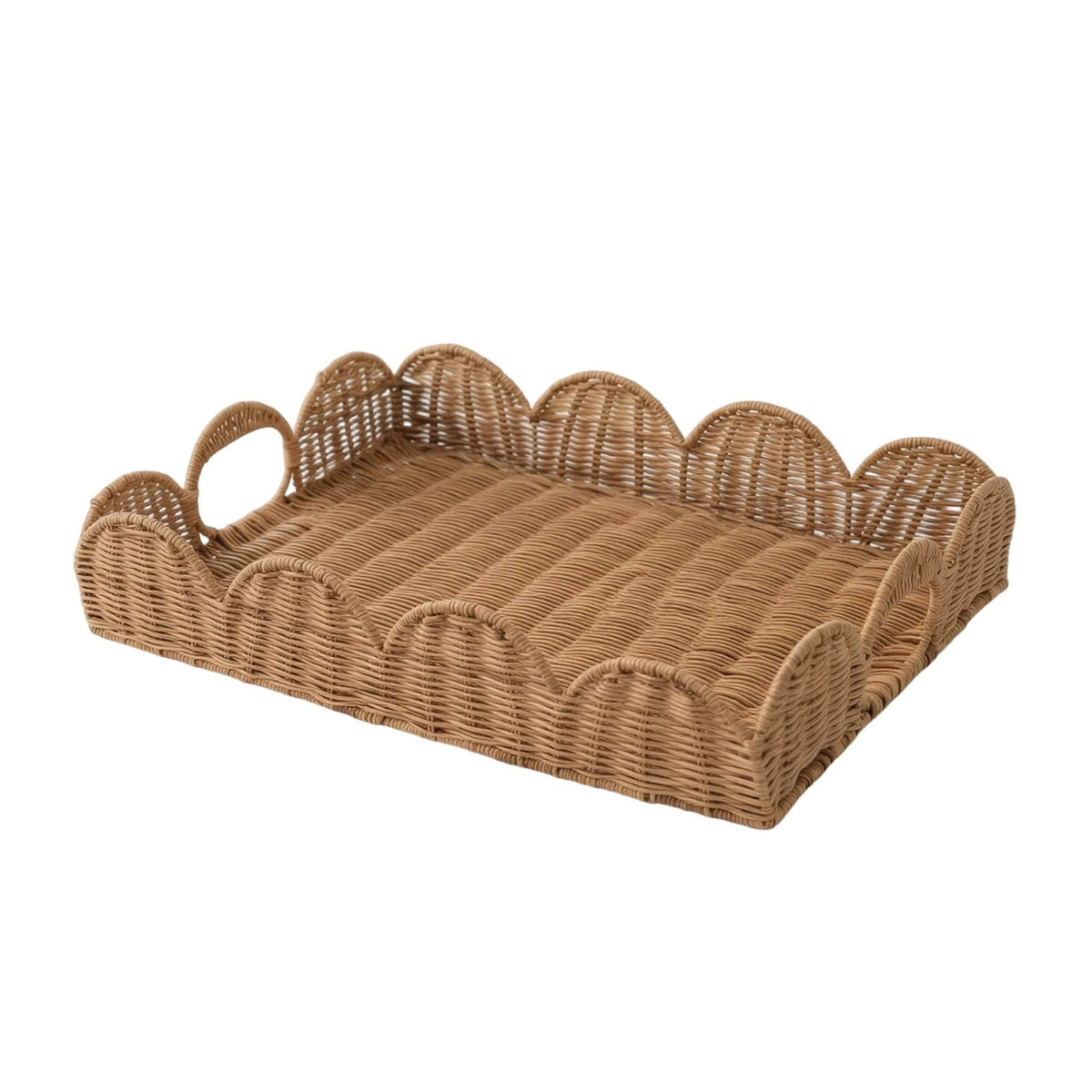 Rattan Tray with Handles Wicker Tray Sturdy for Coffee Table, Vanity