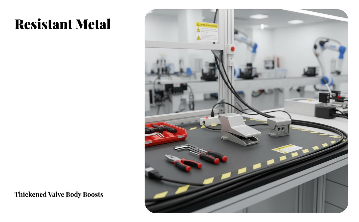 Hands-Unrestricted Operation Pneumatic Foot Pedal Valve High-Strength Aluminum Alloy 3-Way Pneumatic Foot Valve Leak-Proof Design Air Pedal Switch Long-Lasting Construction for Factory Workers, Machinists, Technicians, Manufacturing Lines, Factories