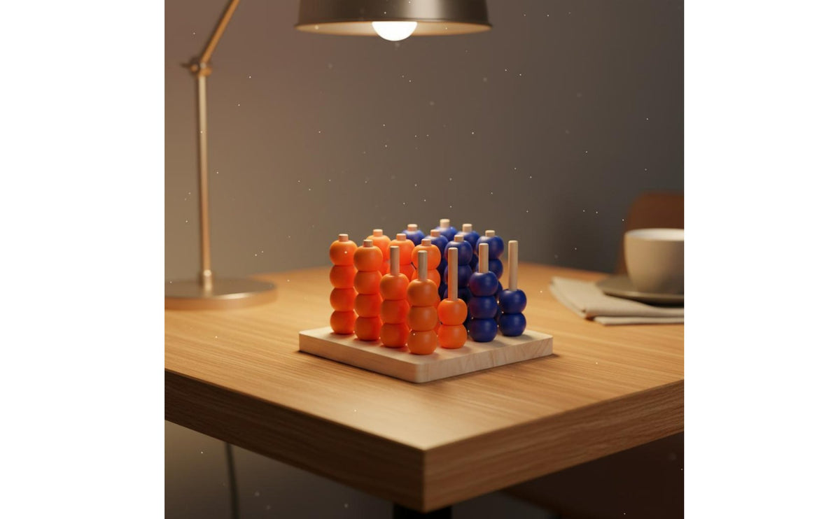 Wooden Four in a Row Educational 3D Four in a Row Game 2 Player Rivalry Challenge 4 Game for Kids, Families