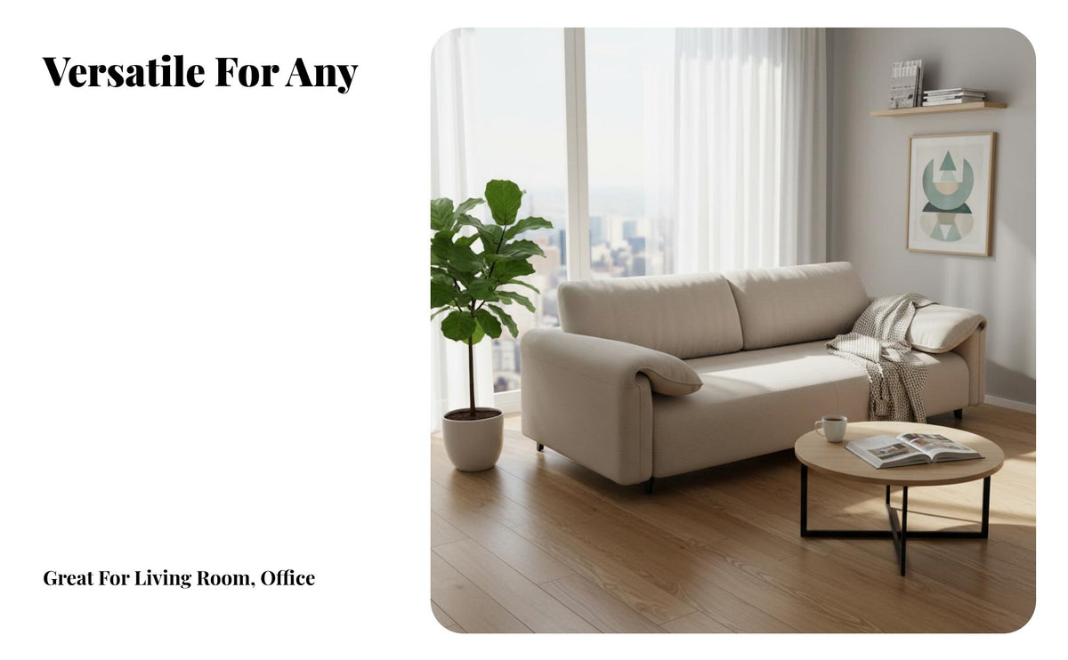 Soft & Comfortable Elephant Ear Armrest Couch High-Resilience Cushion Modern Minimalist Sofa Solid Wood Frame Upholstered Living Room Couch Easy to Clean for Apartment Dwellers, Young Adults, Small Areas, Office, Lounge Area, Bedroom