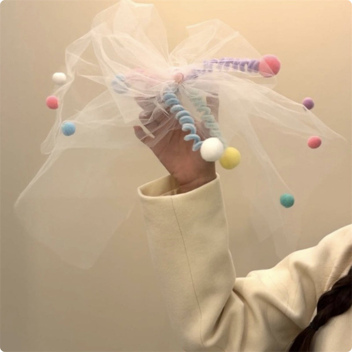 Fluffy Ball Veil Clip Cute Tulle Headpiece Clip Photo Prop for Women
