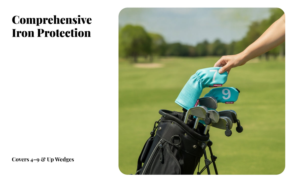 9 Pieces Golf Iron Head Cover Set | Easy-to-Manage Elastic Opening, Guard Padded Shape, Golf Iron Head Covers, for Travel