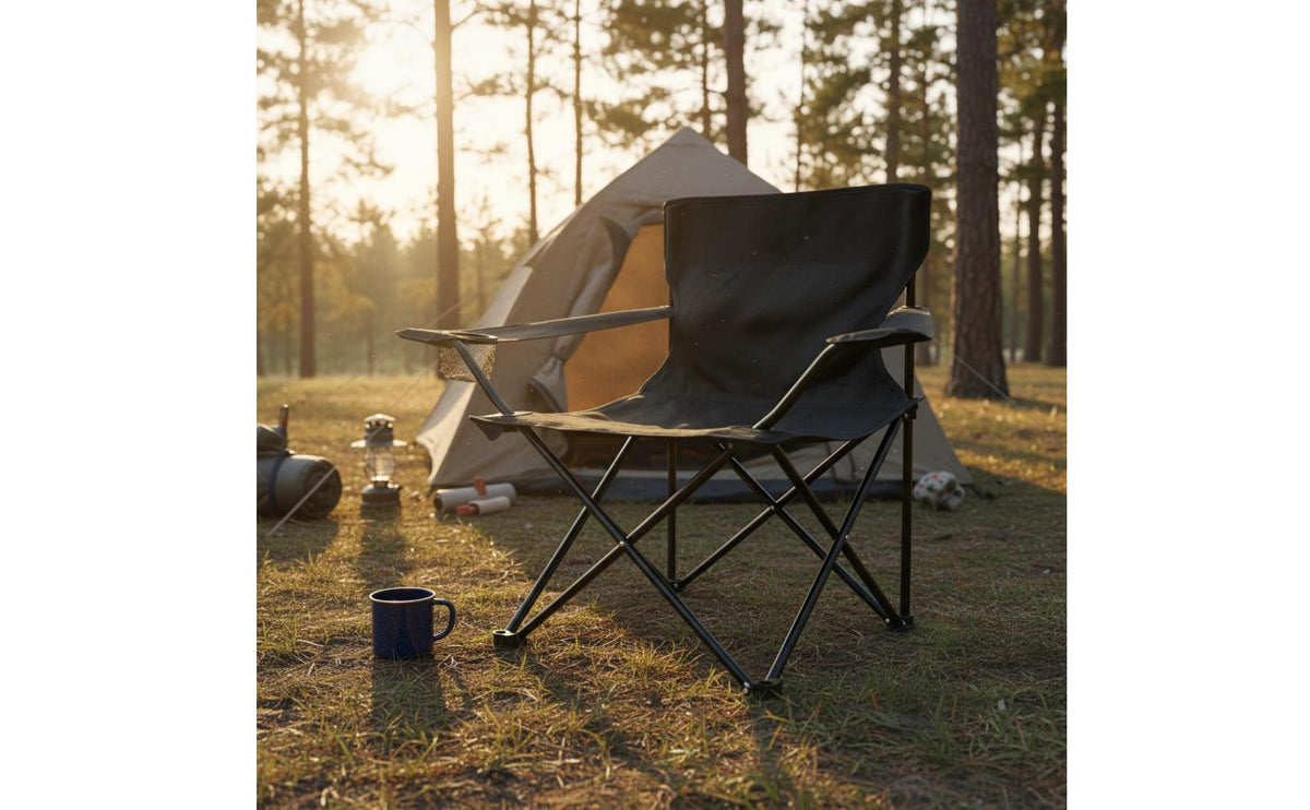 Foldable Folding Camping Chair Long-Lasting 600D Oxford Material Portable Chair with Cup Holder Easy Setup Heavy Duty for Campers, Fishermen, Beachgoers, Beach, Picnic, Tailgating, Backyard