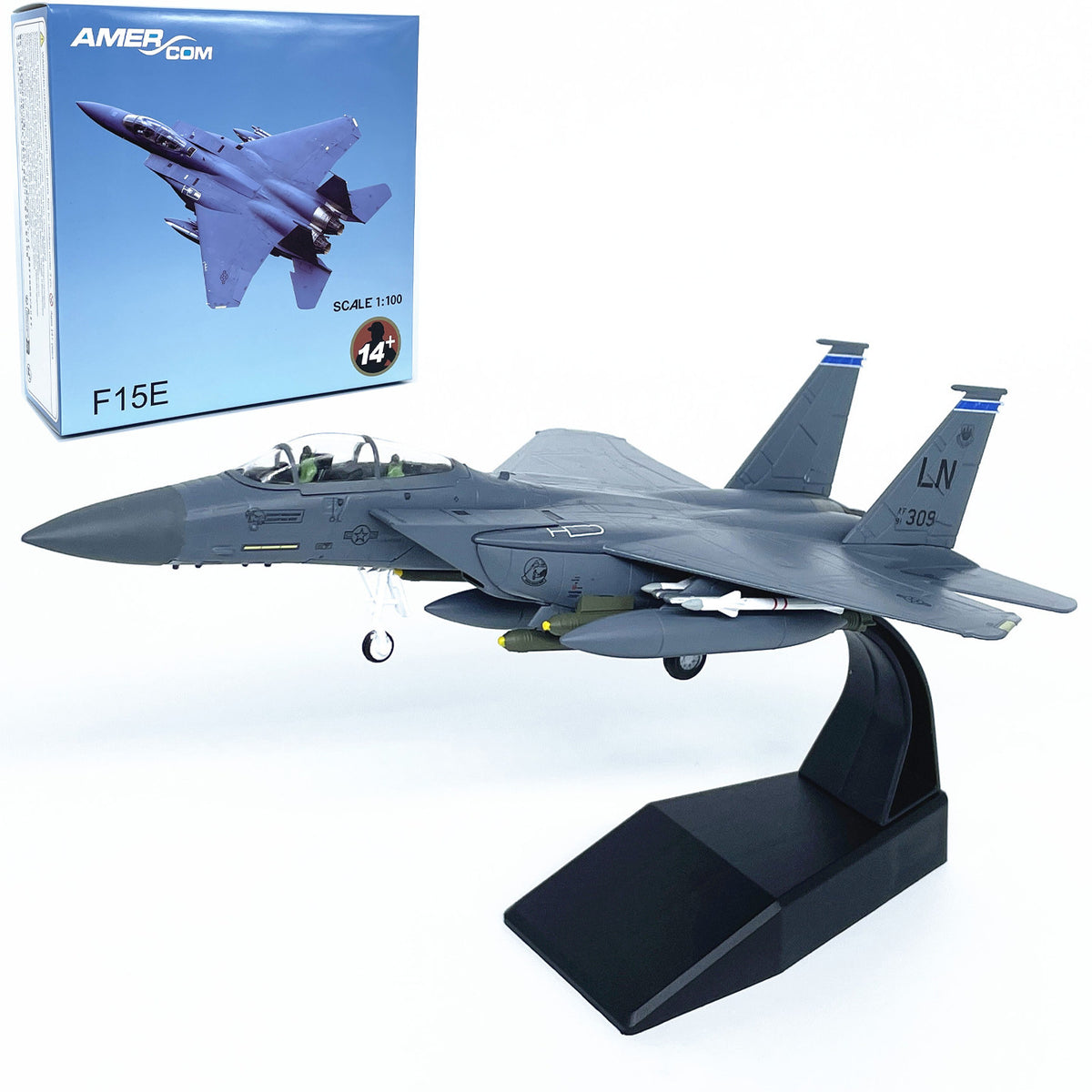 1:100 Scale F15E Fighter Jet Alloy Model, Finished Display Piece, AMER