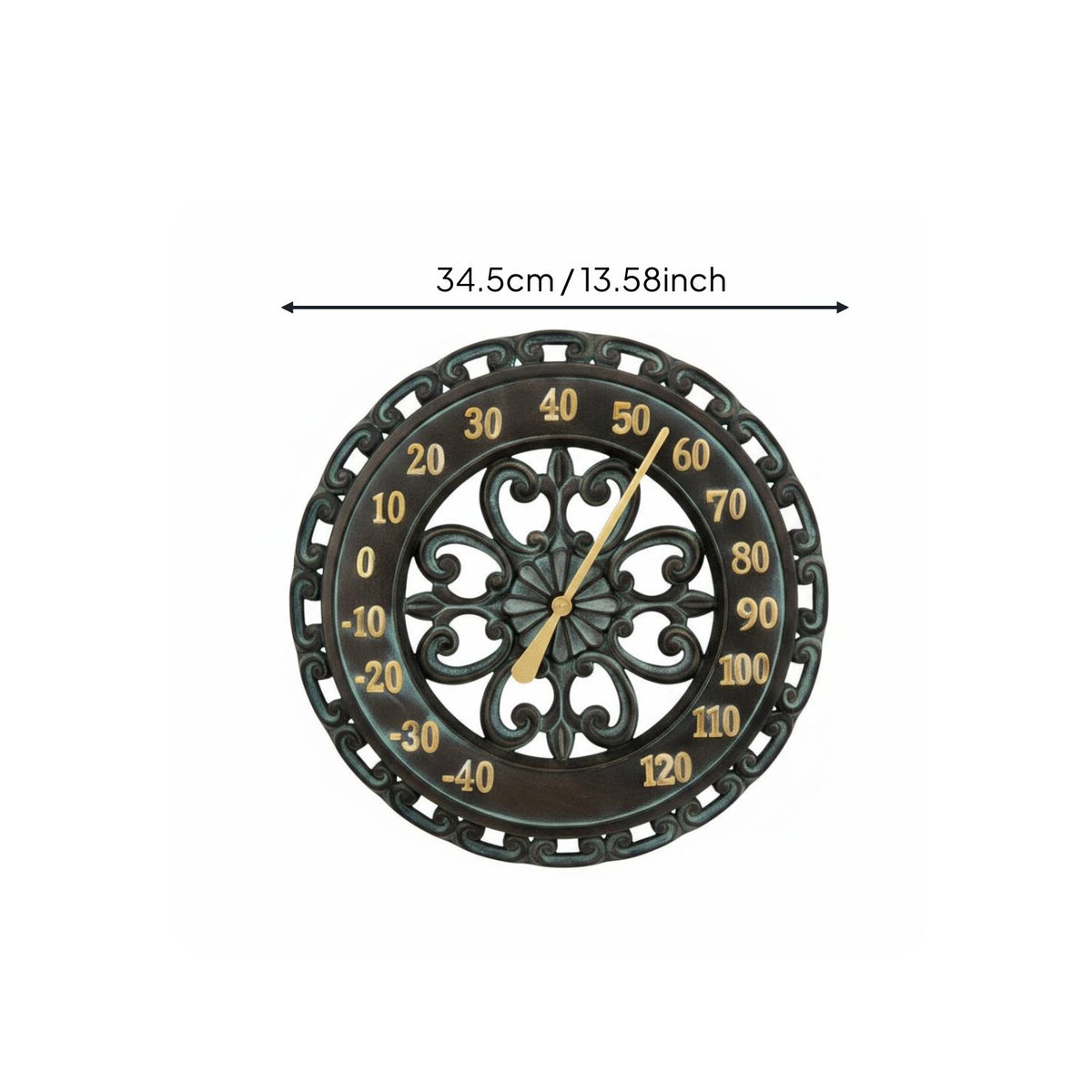Outdoor Wall Thermometer Timepiece Battery No-Cost Home Decor for Courtyard