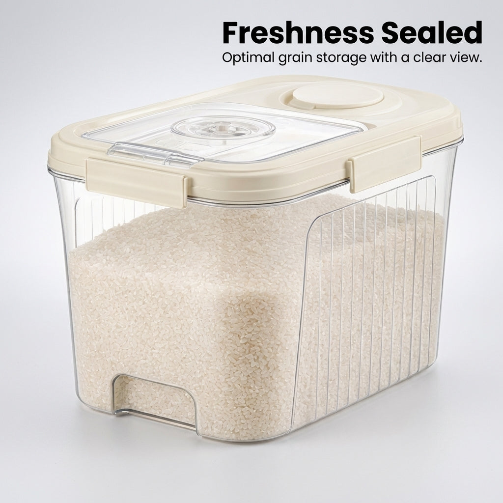 Storage Container 10kg Rice, Rice Dispenser with Measuring Cup, Airtight Kitchen Storage for Cereal, Grain Storage Container