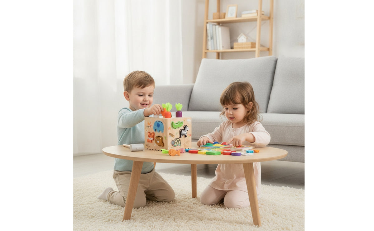 Child-Led Learning Activity Cube with Hammer Educational Hammer Pounding Game Fine-Motor Wooden Activity Cube Toddler-Friendly for Playroom