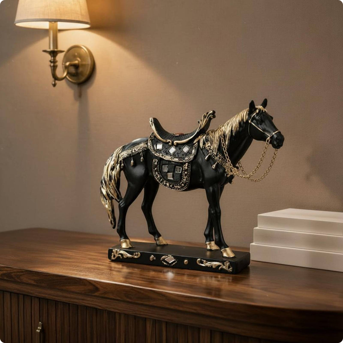 Standing Horse Figurine Saddle-Design Horse Figurine Ornate